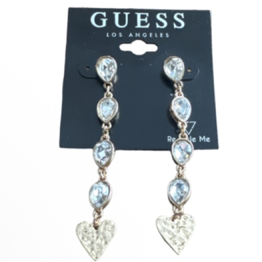 Guess Gold toned   Crystal Heart Earrings